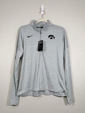 NWT Nike Shirt Quarter-Zip Gray Dri-FIT Running Top University of Iowa Women M